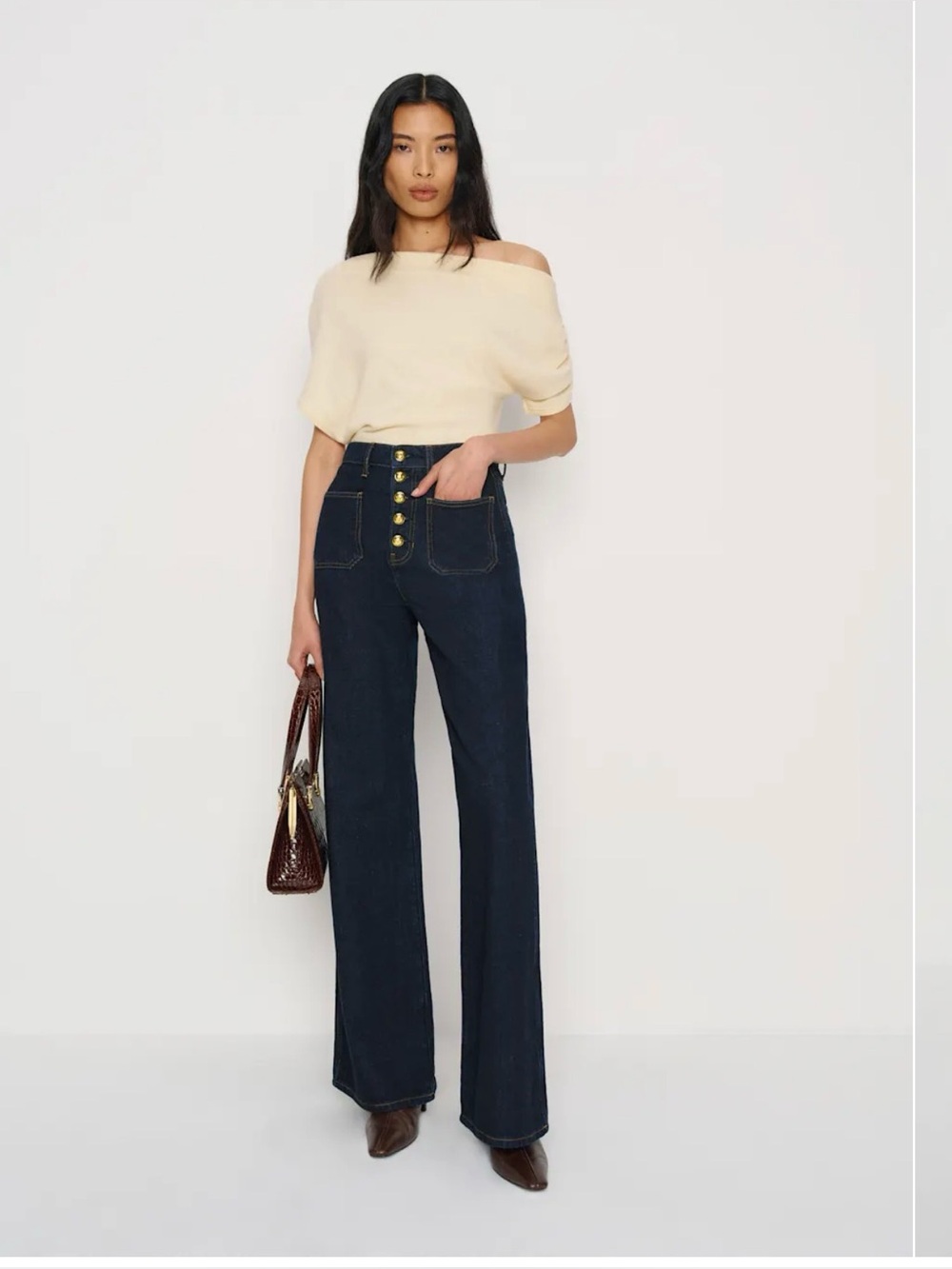 NWT Reformation Cary High-Rise Slouchy Wide-Leg Jeans